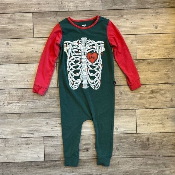 Rags | Christmas Lights Rib Cage Long Sleeve Romper | Size: 3/4 - Picture 1 of 6